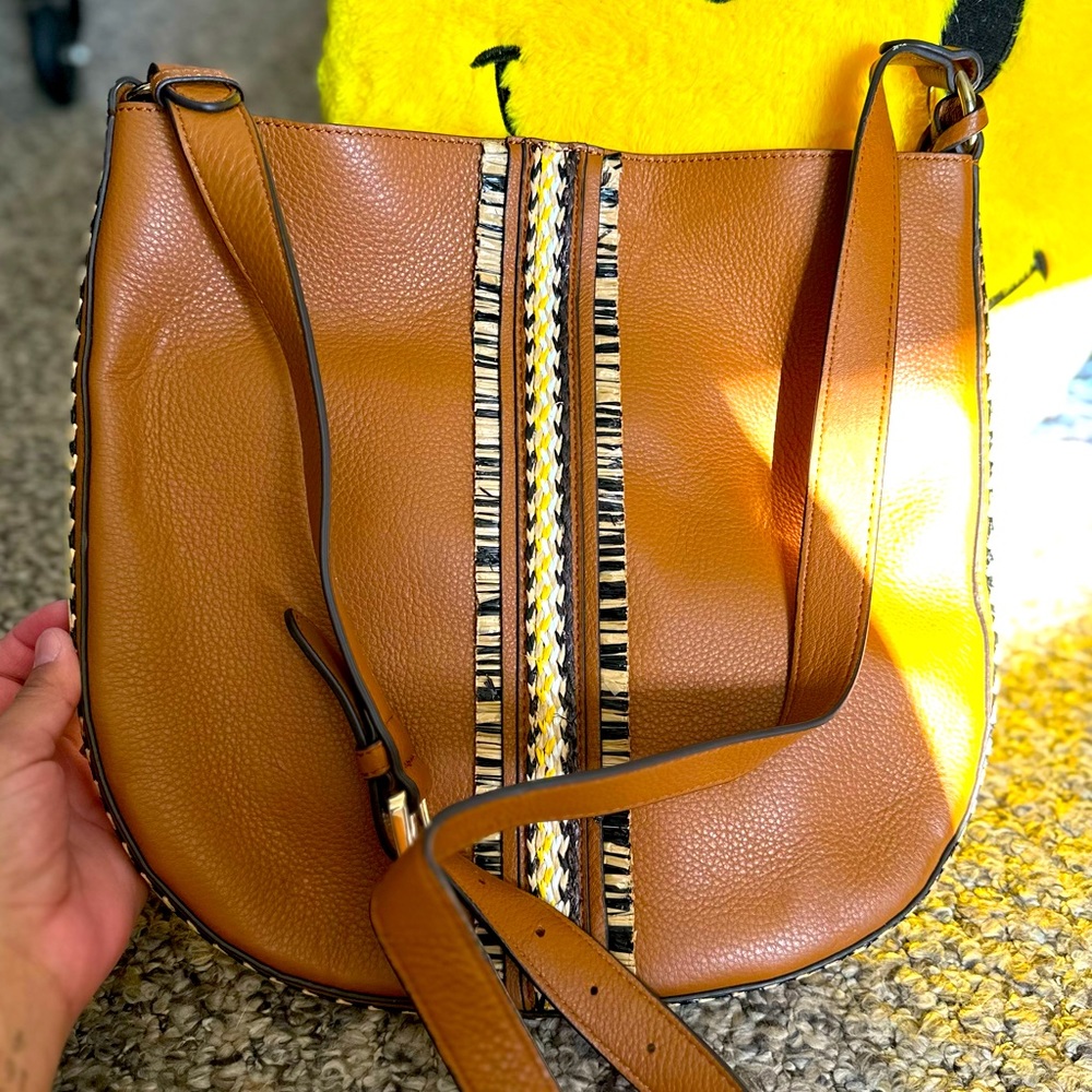 Brown leather satchel bag